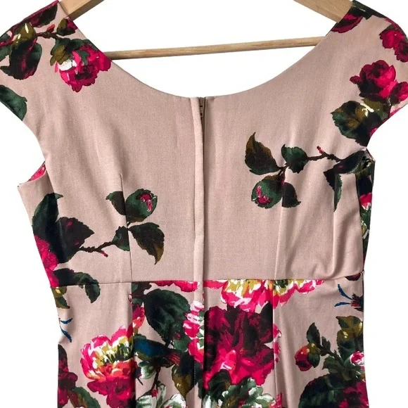 Retrospec'd Australian Vintage 50s Pin Up Red Green Floral Dress UK 8 Wedding - Picture 7 of 10